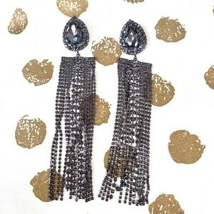 Elegant Black Crystal Dangle Earrings